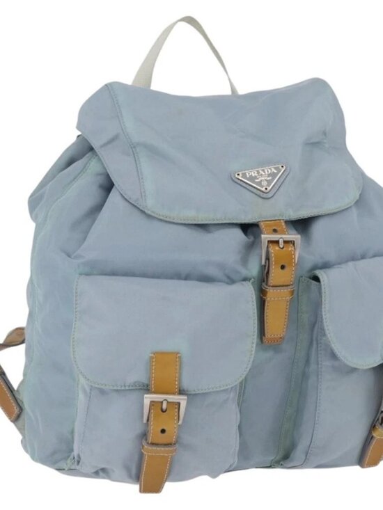 PRADA Backpack Nylon Light Blue Silver Auth 172516 main image 14